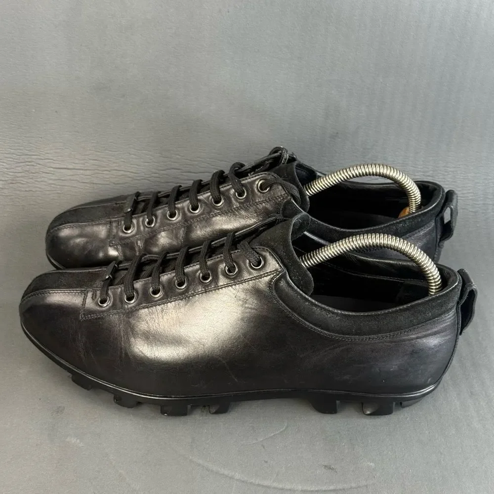 Gucci Vintage Black Leather Lace Up Sneaker shoes men’s size 9.5